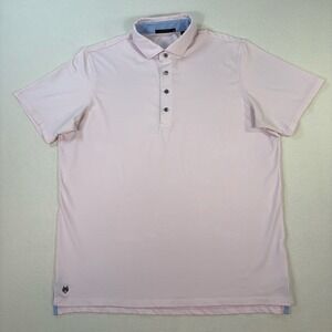 Greyson Polo Men's XL Pink Stripe Stretch Golf Performance Wolf Logo Shirt
